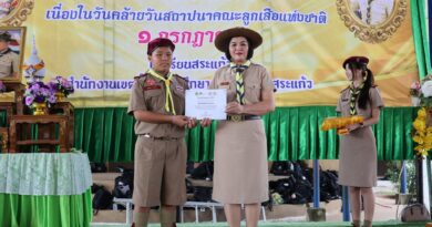 พิธีทบทวนคำปฏิญาณเเละสวนสนาม  ลูกเสือและเนตรนารี
