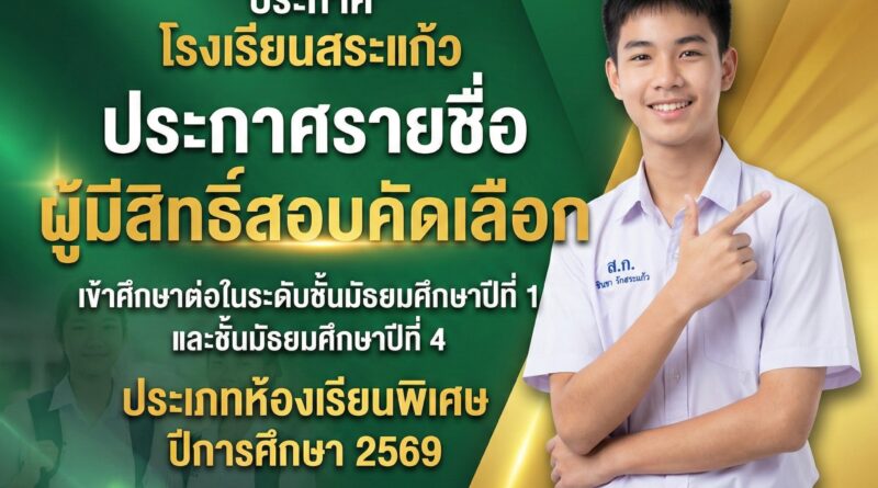 ประกาศรายชื่อผู้มีสิทธิ์สอบคัดเลือกเข้าศึกษาต่อ ระดับชั้น ม.1 และม.4