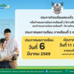 ประกาศโรงเรียนสระแก้ว แจ้งกำหนดการ ปิด- เปิดภาคเรียน  ประกาศผลการเรียนออนไลน์